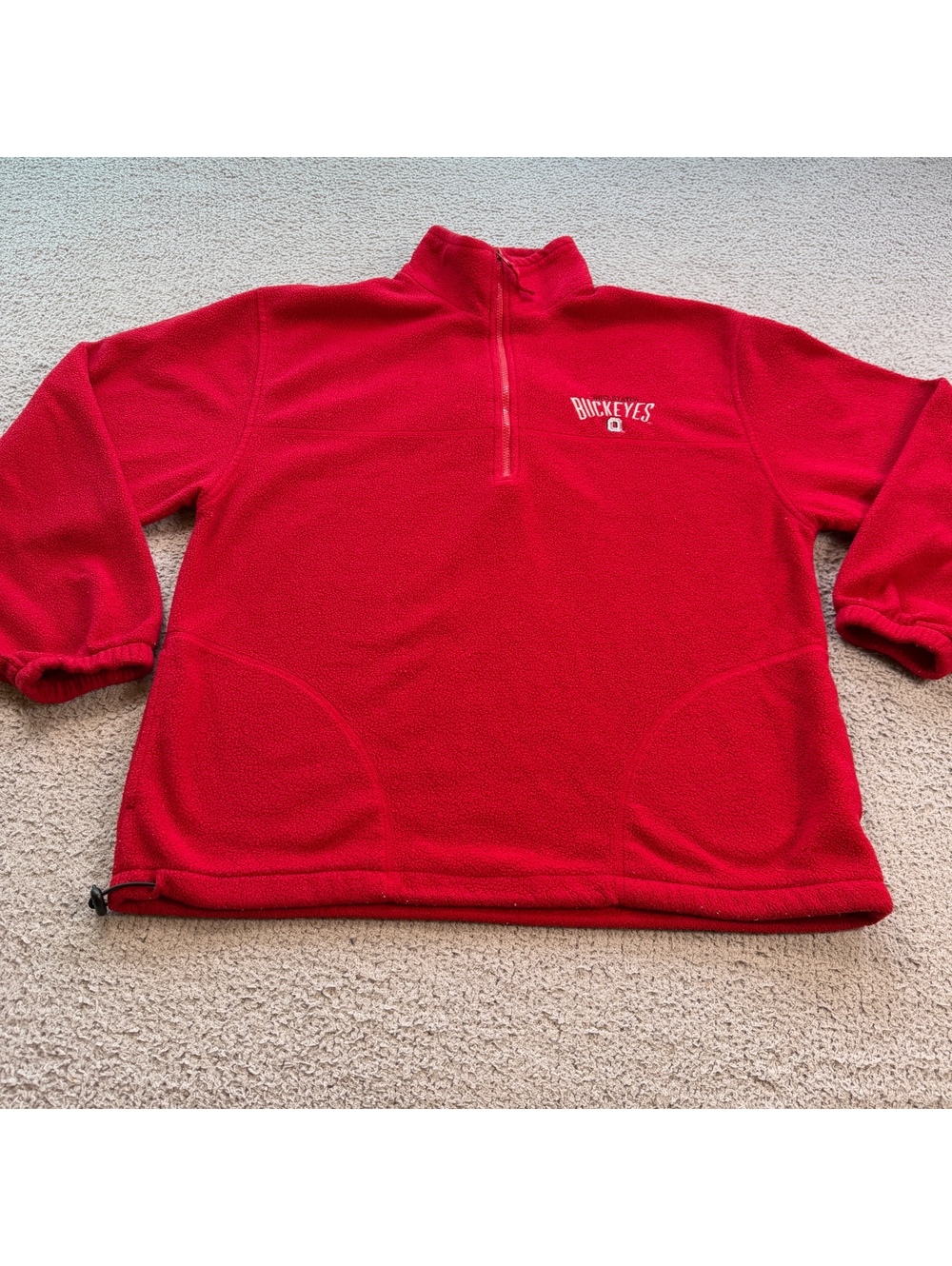 Vintage 90s Ohio State Buckeyes AS Sports Red Quarter Zip Fleece Pullover OSU L